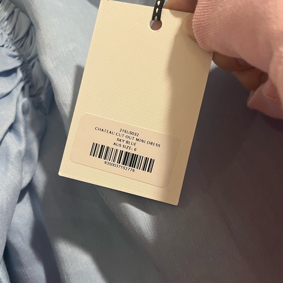 AJE Chateau Cut Out Mini Dress in Sky Blue - Picture 4 of 4